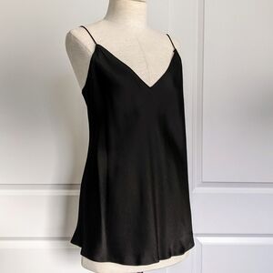 Theory Top Camisole V-Neck Sleeveless Silky Textured Lightweight Black L NWT